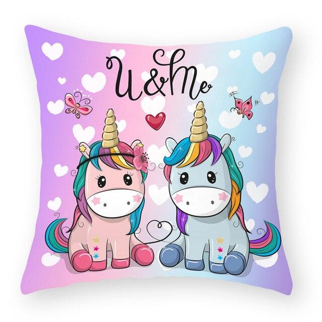 Baby Shower Unicorn Pillow Case Decorative Cute Pillowcase Pillow Protector Cushion Girl Unicorn Flowers Rose Pillow Case Sofa Bed Pillow Cover Prefect Gifts For Kids Party 45x45CM