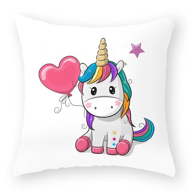 Baby Shower Unicorn Pillow Case Decorative Cute Pillowcase Pillow Protector Cushion Girl Unicorn Flowers Rose Pillow Case Sofa Bed Pillow Cover Prefect Gifts For Kids Party 45x45CM