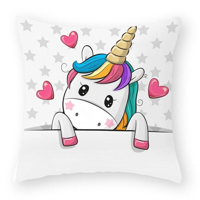 Baby Shower Unicorn Pillow Case Decorative Cute Pillowcase Pillow Protector Cushion Girl Unicorn Flowers Rose Pillow Case Sofa Bed Pillow Cover Prefect Gifts For Kids Party 45x45CM