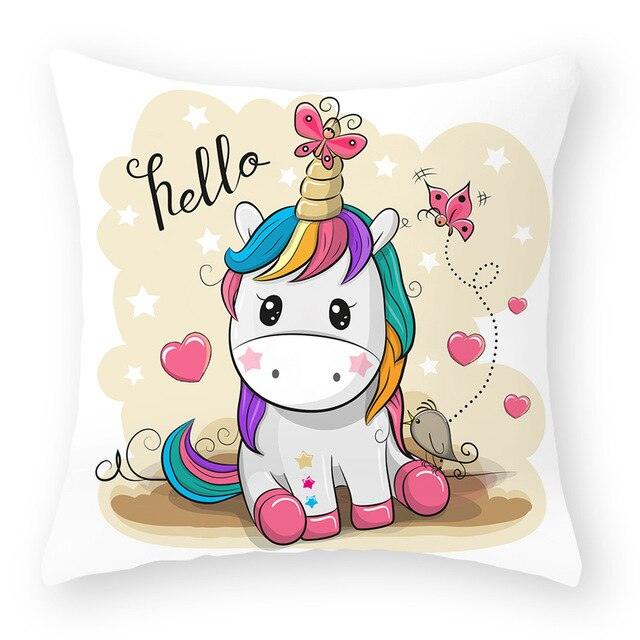 Baby Shower Unicorn Pillow Case Decorative Cute Pillowcase Pillow Protector Cushion Girl Unicorn Flowers Rose Pillow Case Sofa Bed Pillow Cover Prefect Gifts For Kids Party 45x45CM