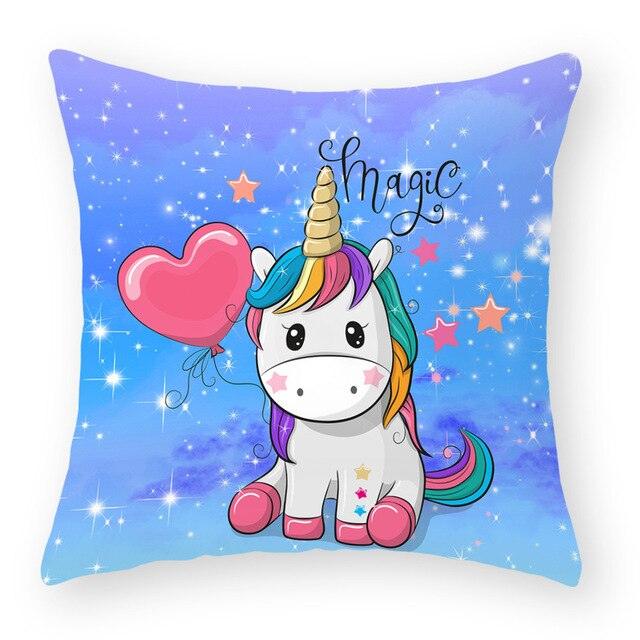 Baby Shower Unicorn Pillow Case Decorative Cute Pillowcase Pillow Protector Cushion Girl Unicorn Flowers Rose Pillow Case Sofa Bed Pillow Cover Prefect Gifts For Kids Party 45x45CM
