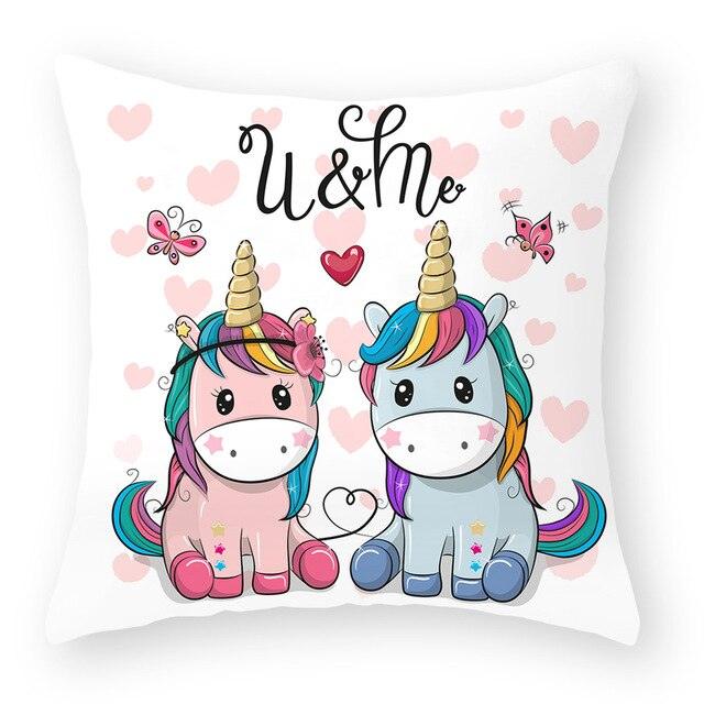 Baby Shower Unicorn Pillow Case Decorative Cute Pillowcase Pillow Protector Cushion Girl Unicorn Flowers Rose Pillow Case Sofa Bed Pillow Cover Prefect Gifts For Kids Party 45x45CM