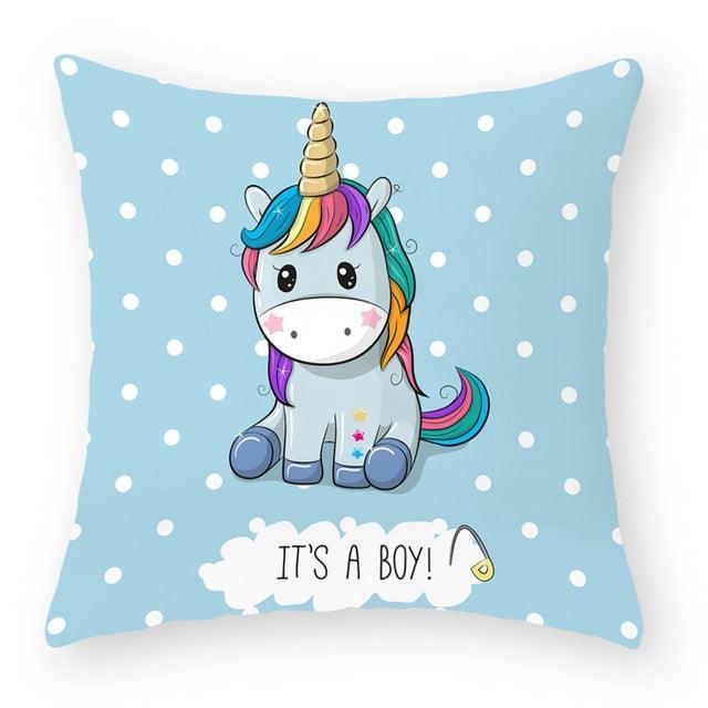Baby Shower Unicorn Pillow Case Decorative Cute Pillowcase Pillow Protector Cushion Girl Unicorn Flowers Rose Pillow Case Sofa Bed Pillow Cover Prefect Gifts For Kids Party 45x45CM