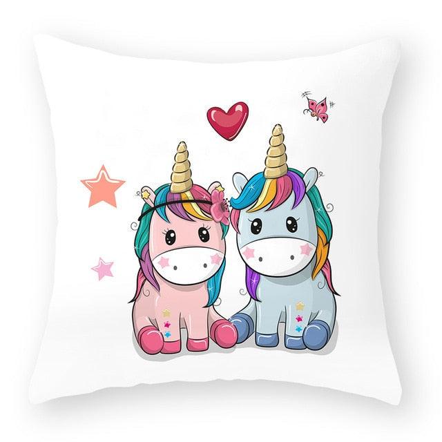 Baby Shower Unicorn Pillow Case Decorative Cute Pillowcase Pillow Protector Cushion Girl Unicorn Flowers Rose Pillow Case Sofa Bed Pillow Cover Prefect Gifts For Kids Party 45x45CM