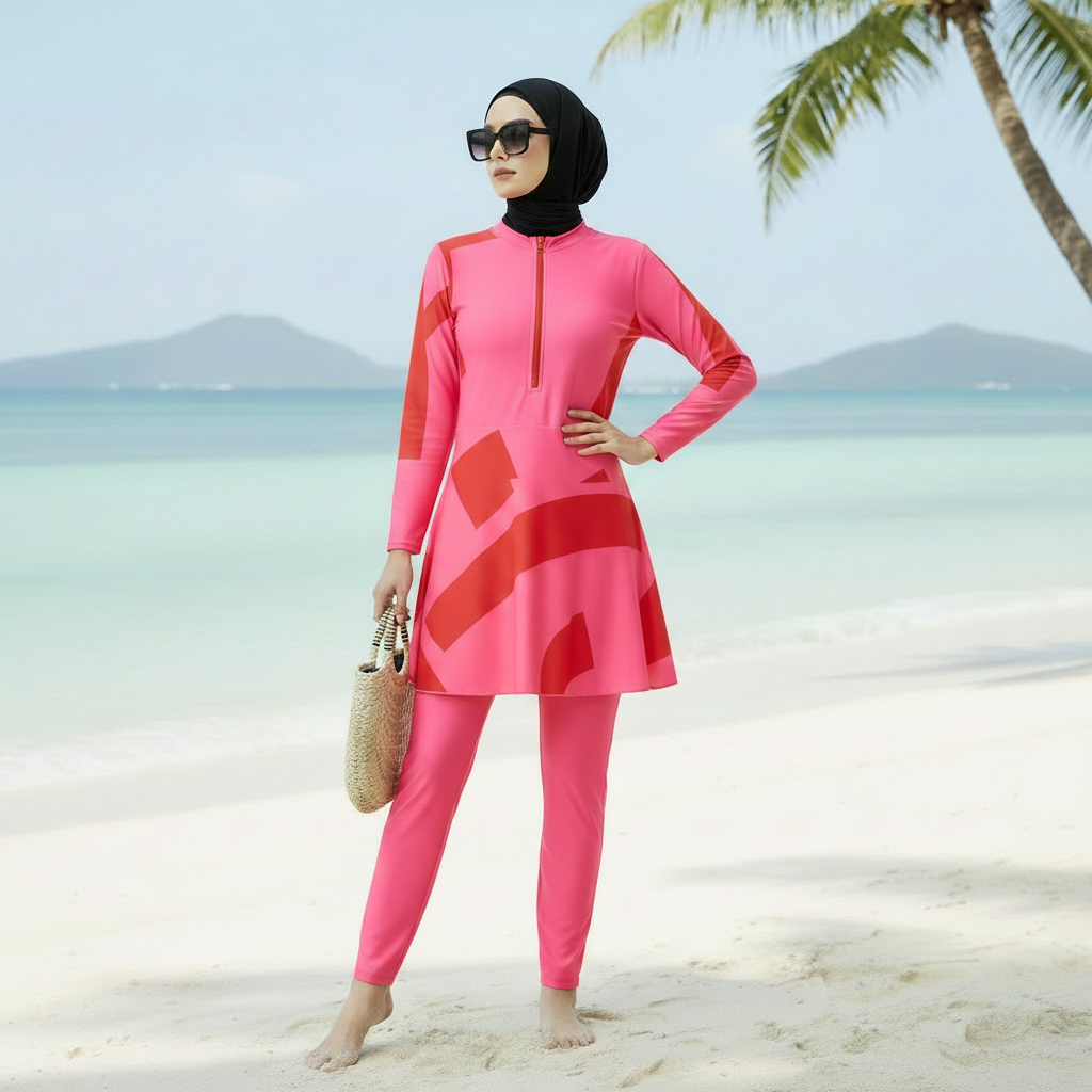 Long Sleeve Peplum Swim Set(MB025)