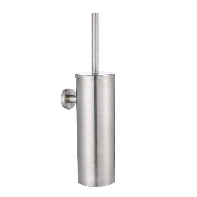 Bathroom Toilet Brush Holder Matt Black  Stainless Steel Toilet Brush Wall Mounted For Bathroom Storage And Organization Toilet Bowl Brush with Stainless Steel Handle Durable Bristles Deep Cleaning Compact Bathroom Brush Save Space Good Grip