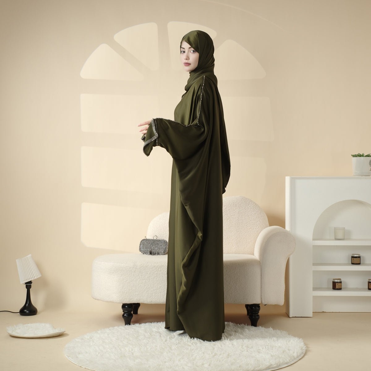 Batwing Abaya With Matching Hijab | Batwing Sleeve Abaya (MA041)