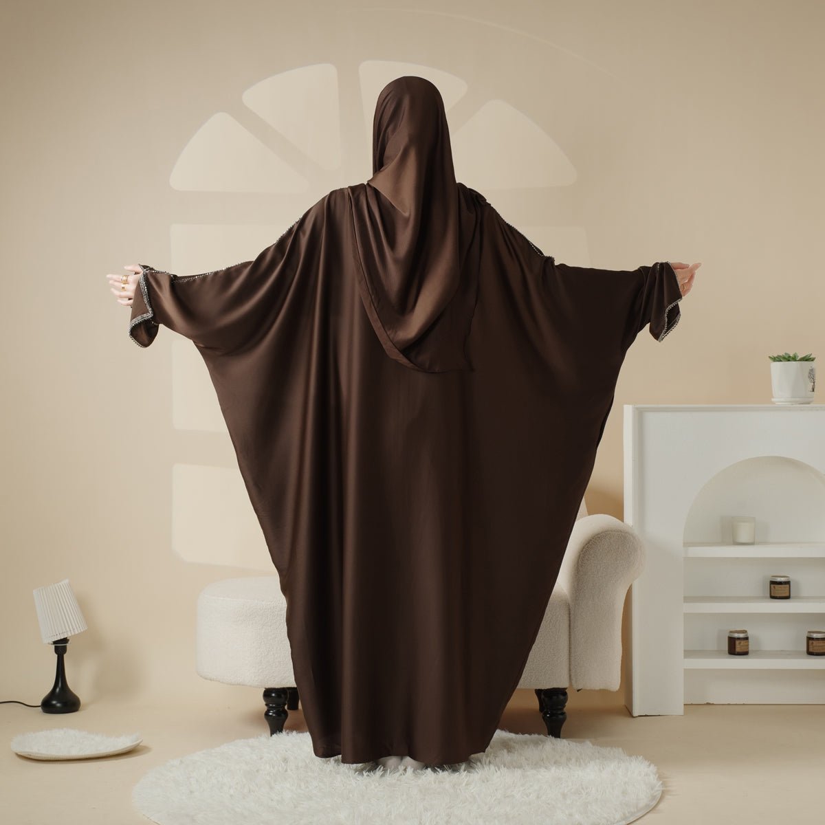 Batwing Abaya With Matching Hijab | Batwing Sleeve Abaya (MA041)