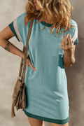 Classic Round Neck Short Sleeve Mini Dress Casual & Chic Everyday Wear For Women