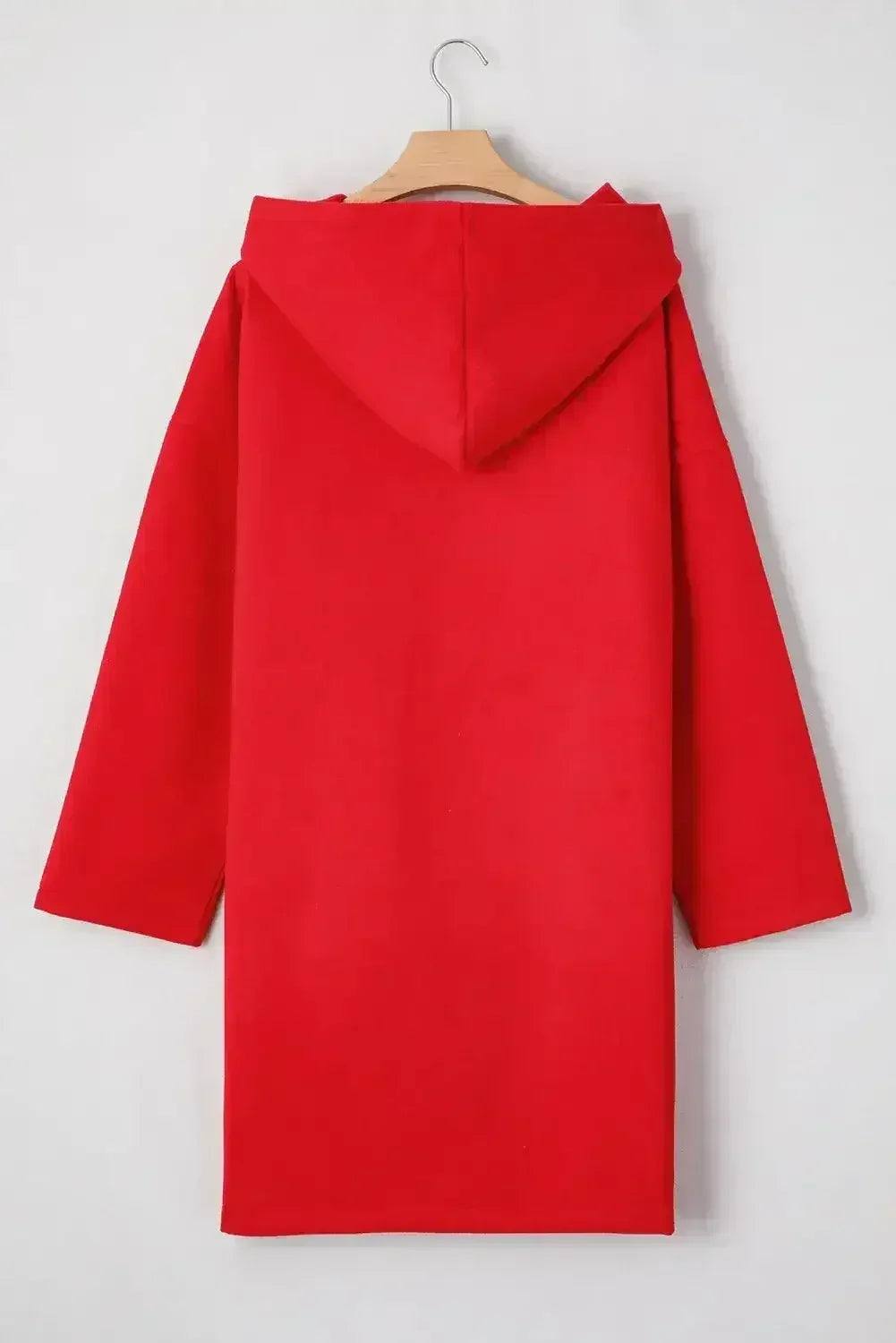 Red Zip-Up Hooded Coat - Minimalist Casual Jacket - Streetwear Essential