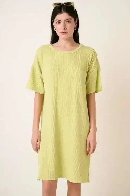 Urban Rib Knit Short Sleeve Tee Lime Dress – femstylo