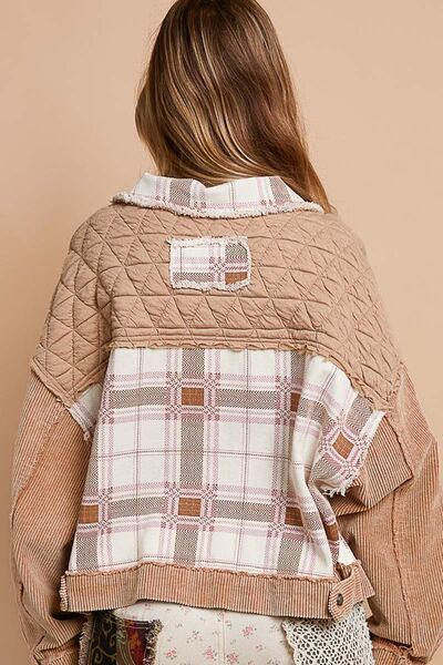 Women Retro Corduroy Jacquard Patchwork Button Up Jacket – Unique & Stylish Outerwear