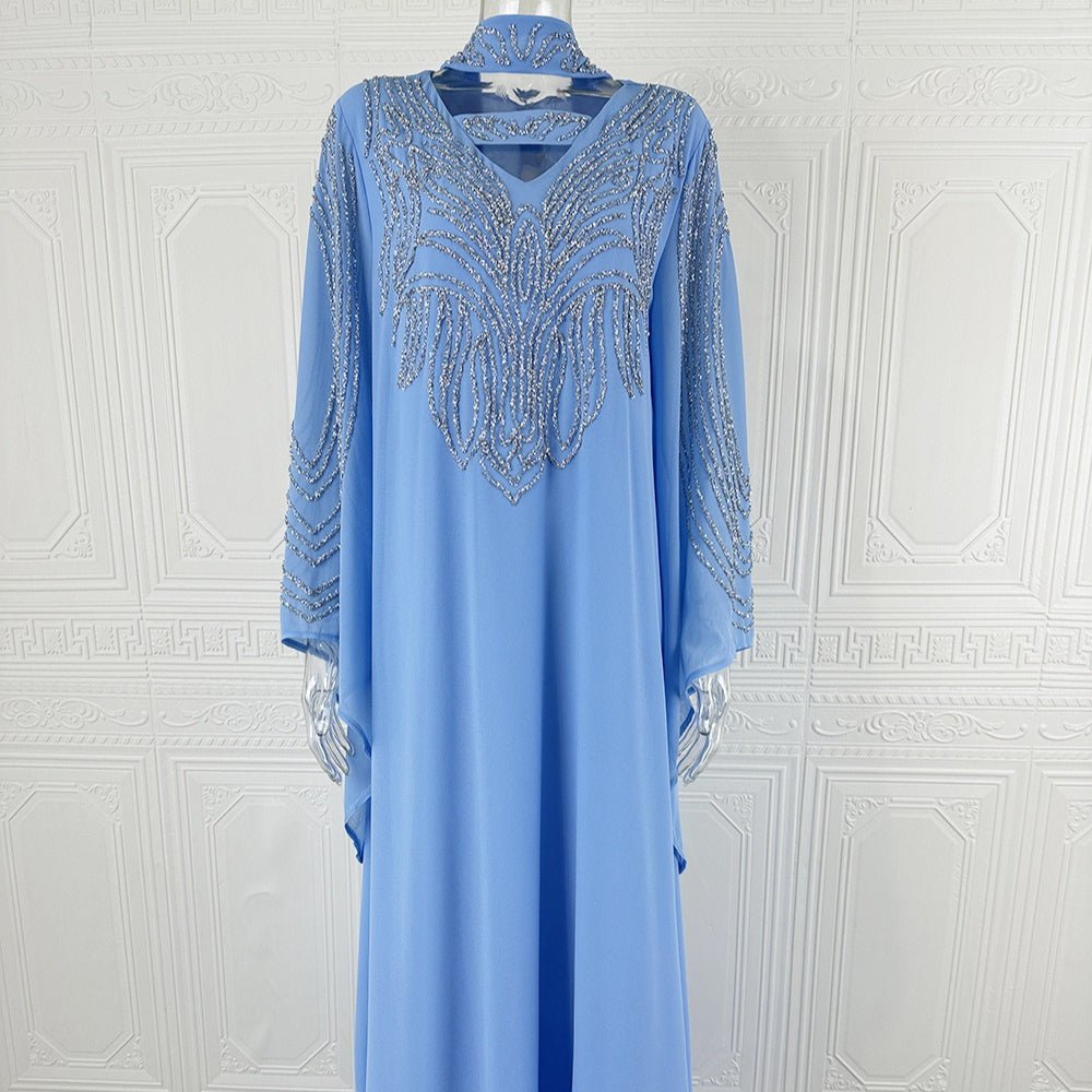 Sky Blue Or Pink Beaded Kaftan Abaya (MA372)