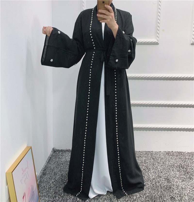 Beaded Open Abaya - Elegant & Temperament With Matching Belt (MOA090)