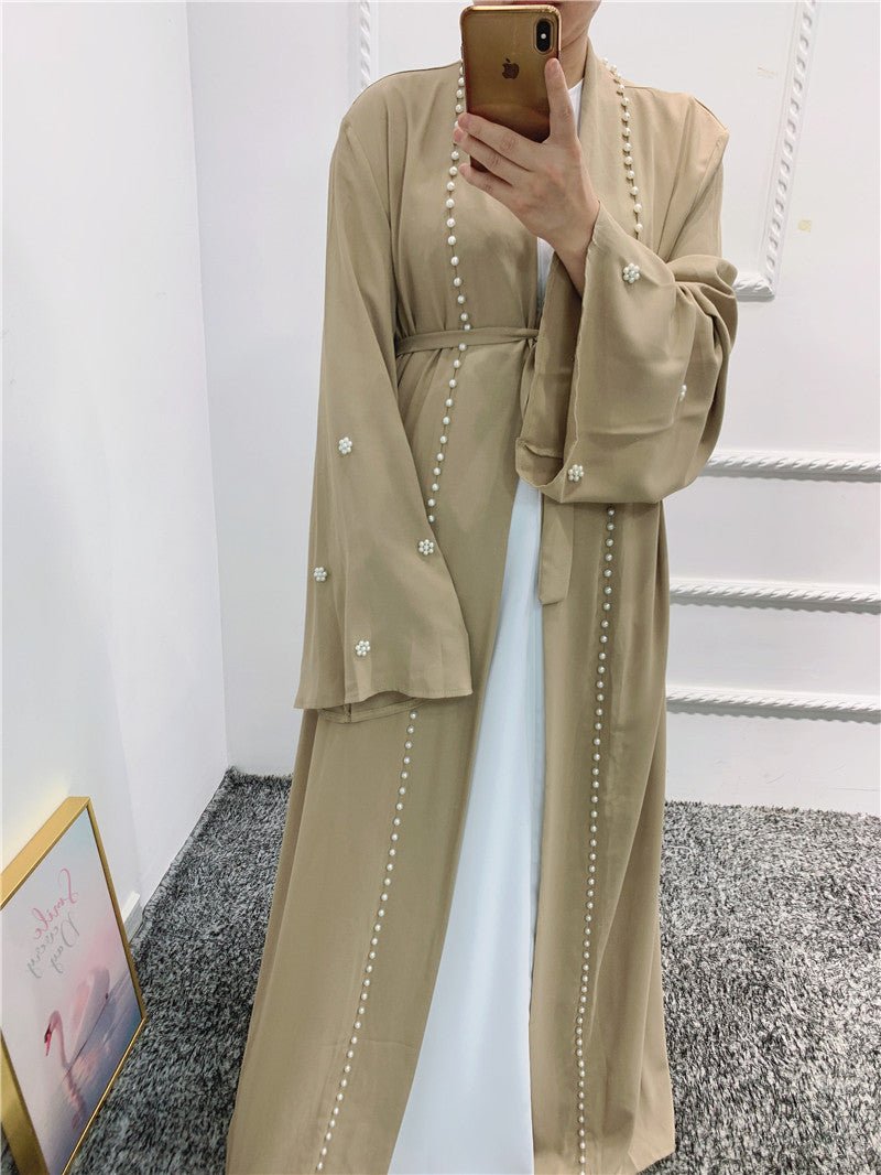 Beaded Open Abaya - Elegant & Temperament With Matching Belt (MOA090)