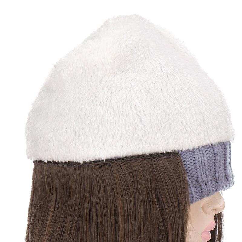 Beanie Hat Synthetic Short Wig Hat with Hair Extension Natural Hair Color Black Brown Wigs for Women Wool Product Wigs For Black Women Cosplay Wigs For Women