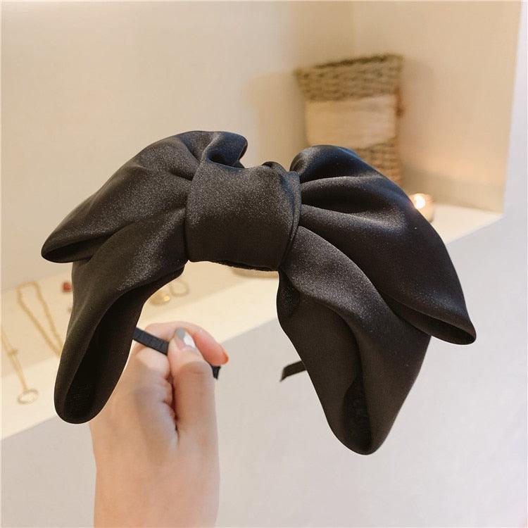 Beautiful Black New Big Bow Bezel Headwear Women Headband Girls Vintage Bow Hair Bands Wide Hairband Hoop Gorgeous Hair Accessories For Women