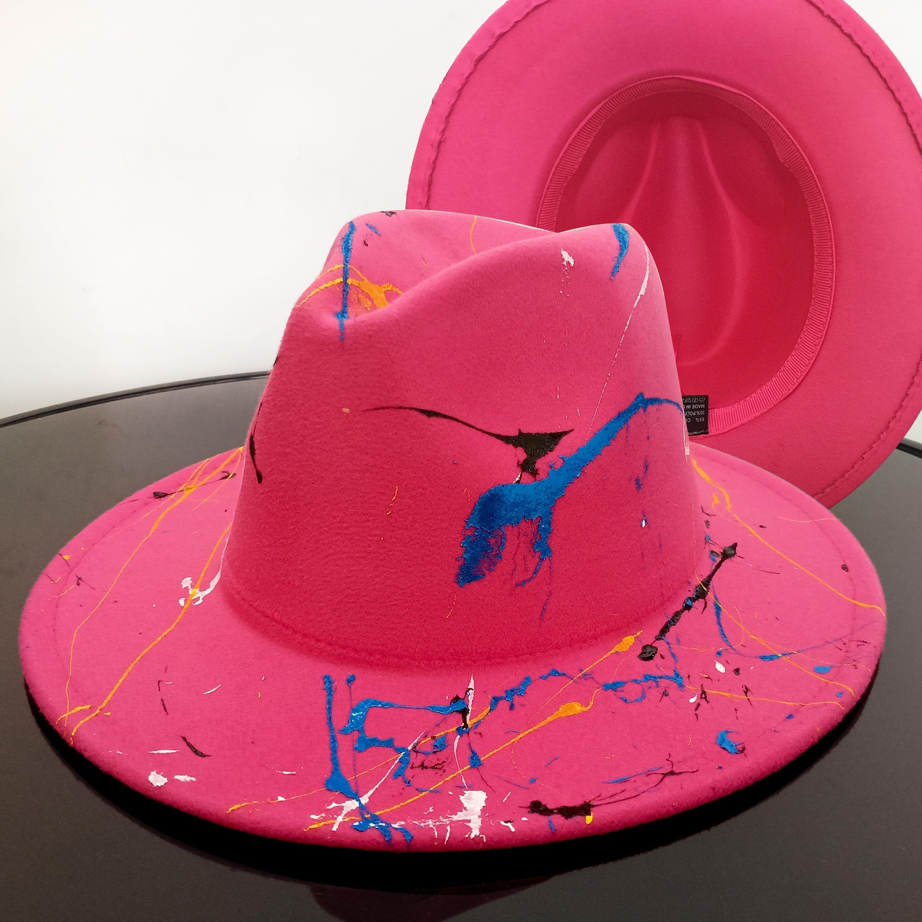 Beautiful Two Tone Luxury Fedora Hat Men's and Women's Hat Unique Retro Design Men's Fedoras Hat Colorful Fedoras Jazz Cap Elegant Soft Hat Wide Brim Party Hats 56-58CM