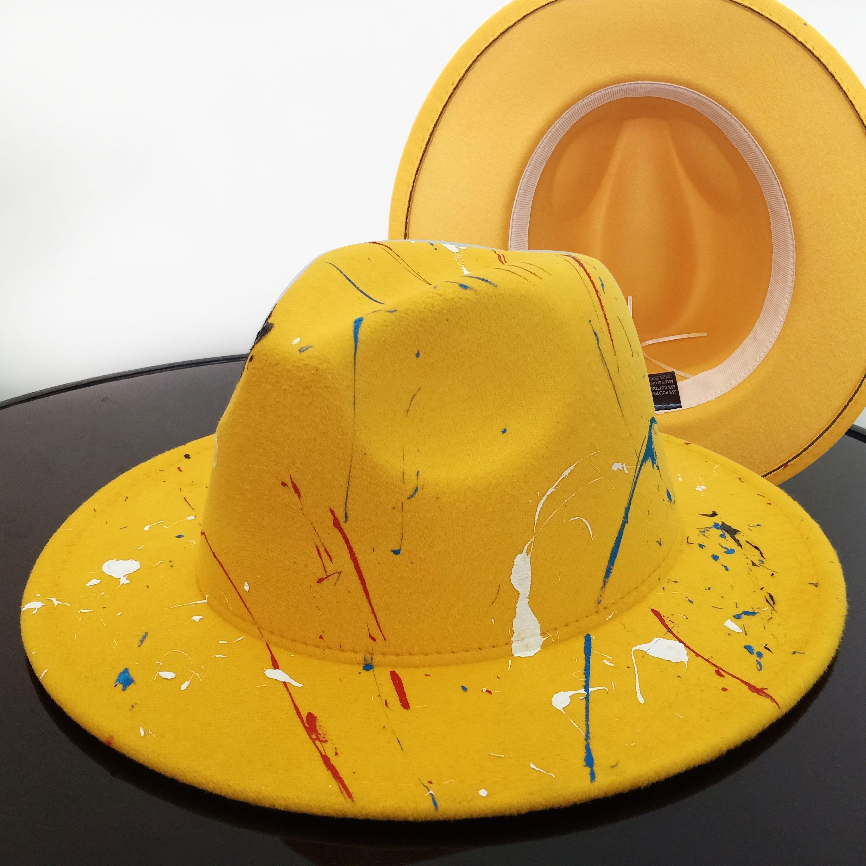 Beautiful Two Tone Luxury Fedora Hat Men's and Women's Hat Unique Retro Design Men's Fedoras Hat Colorful Fedoras Jazz Cap Elegant Soft Hat Wide Brim Party Hats 56-58CM