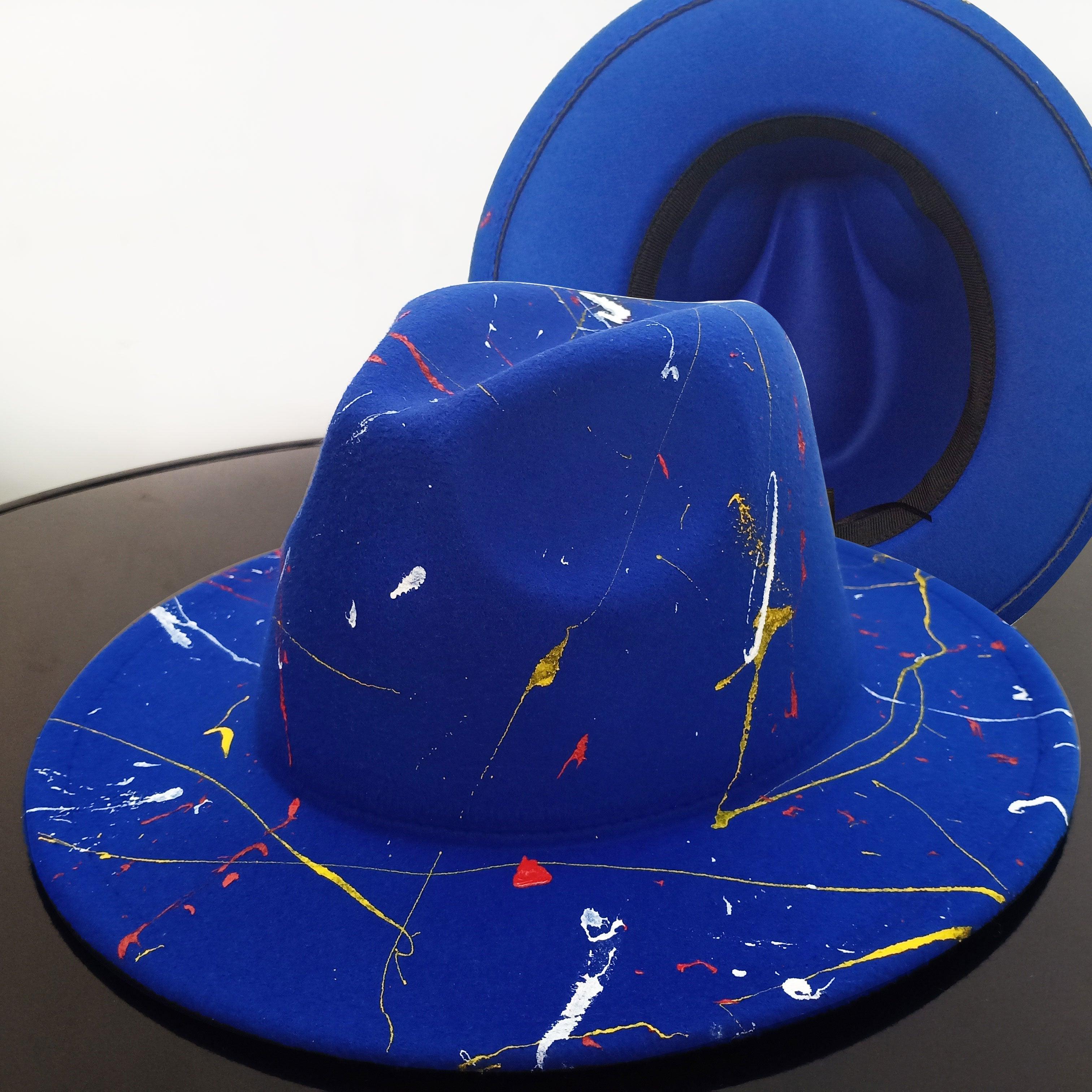 Beautiful Two Tone Luxury Fedora Hat Men's and Women's Hat Unique Retro Design Men's Fedoras Hat Colorful Fedoras Jazz Cap Elegant Soft Hat Wide Brim Party Hats 56-58CM