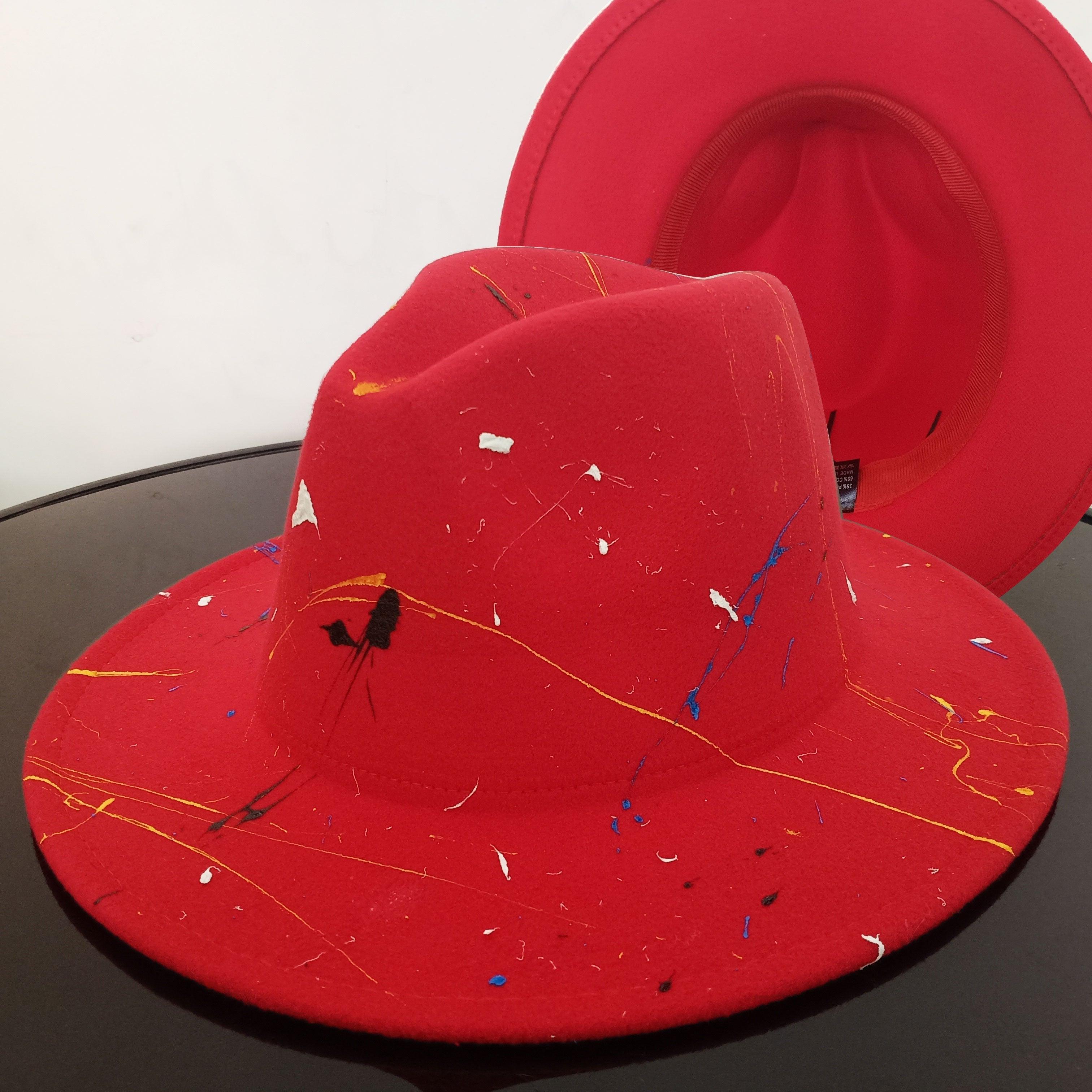 Beautiful Two Tone Luxury Fedora Hat Men's and Women's Hat Unique Retro Design Men's Fedoras Hat Colorful Fedoras Jazz Cap Elegant Soft Hat Wide Brim Party Hats 56-58CM