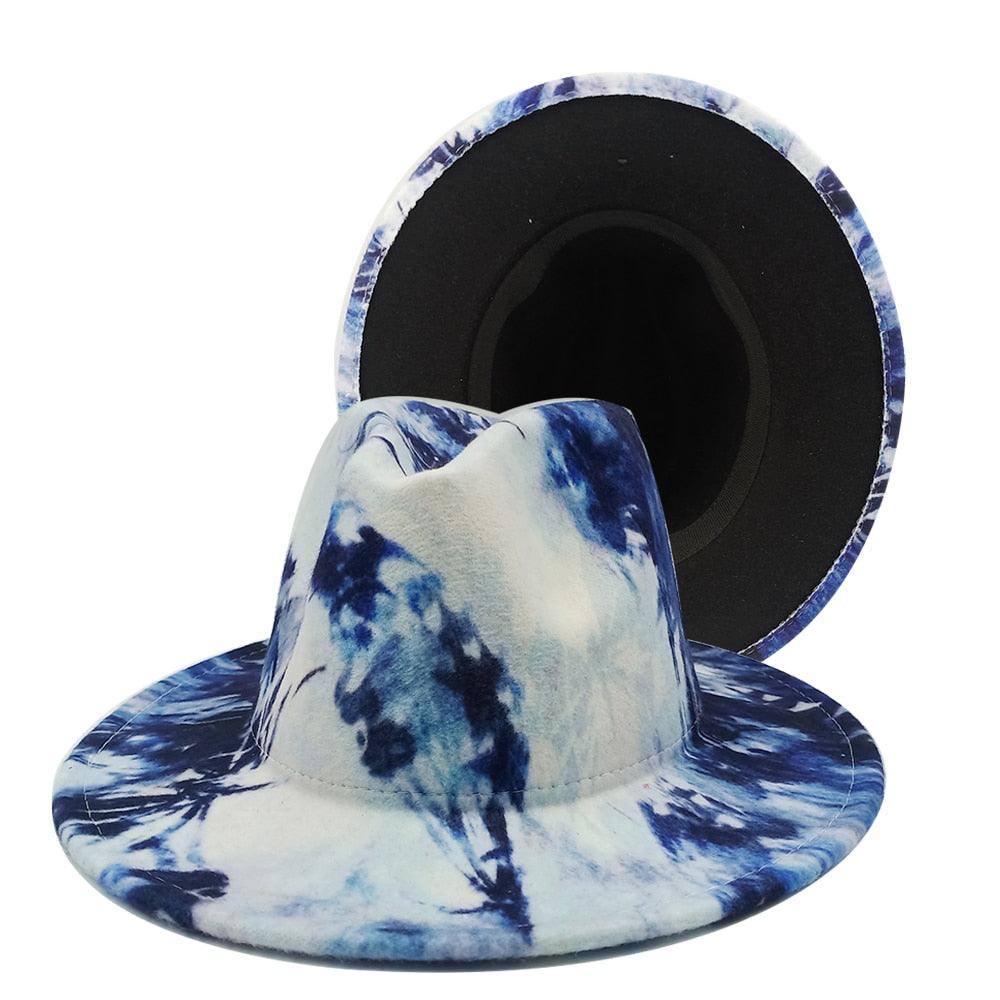 Beautiful Two Tone Luxury Fedora Hat Men's and Women's Hat Unique Retro Design Men's Fedoras Hat Colorful Fedoras Jazz Cap Elegant Soft Hat Wide Brim Party Hats 56-58CM