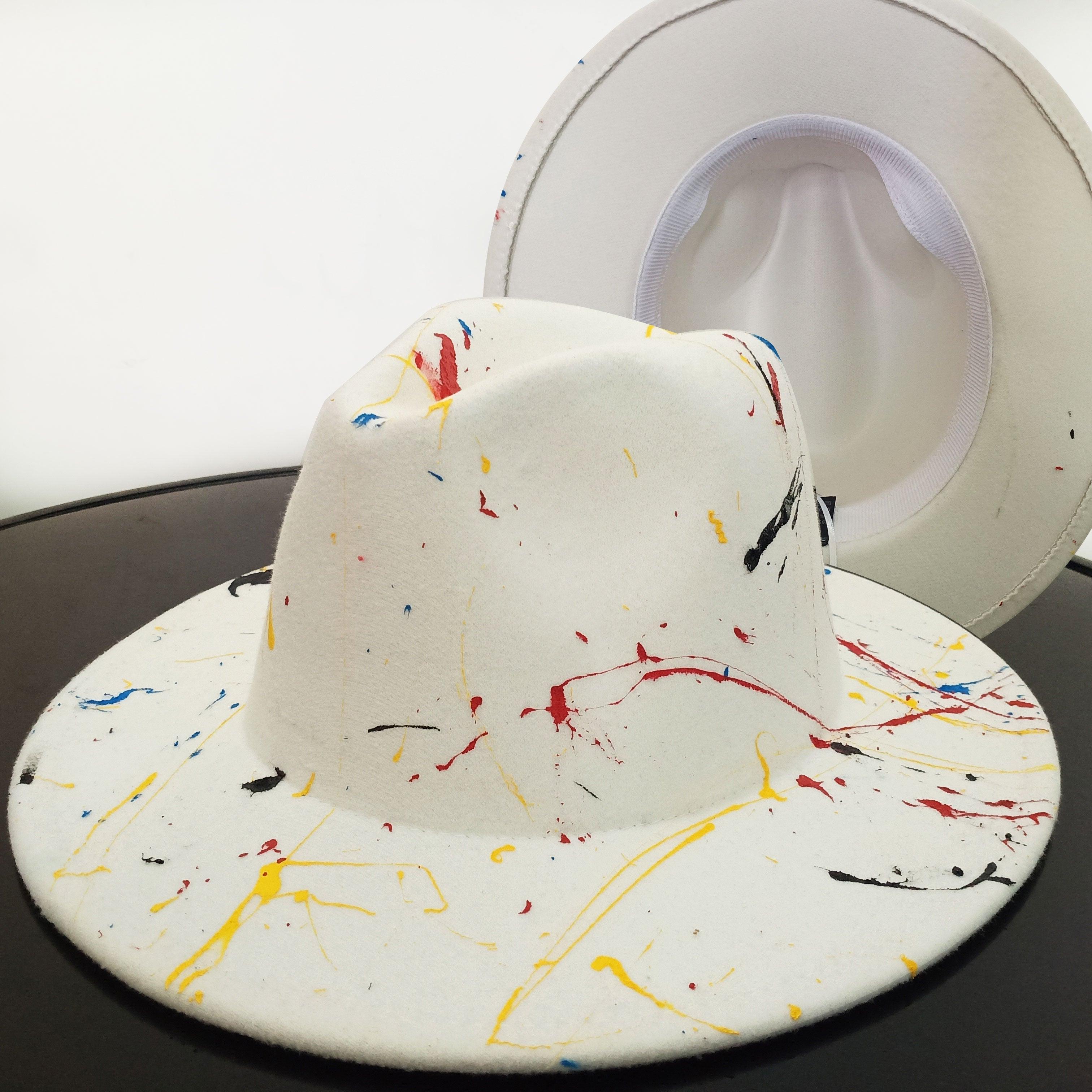 Beautiful Two Tone Luxury Fedora Hat Men's and Women's Hat Unique Retro Design Men's Fedoras Hat Colorful Fedoras Jazz Cap Elegant Soft Hat Wide Brim Party Hats 56-58CM