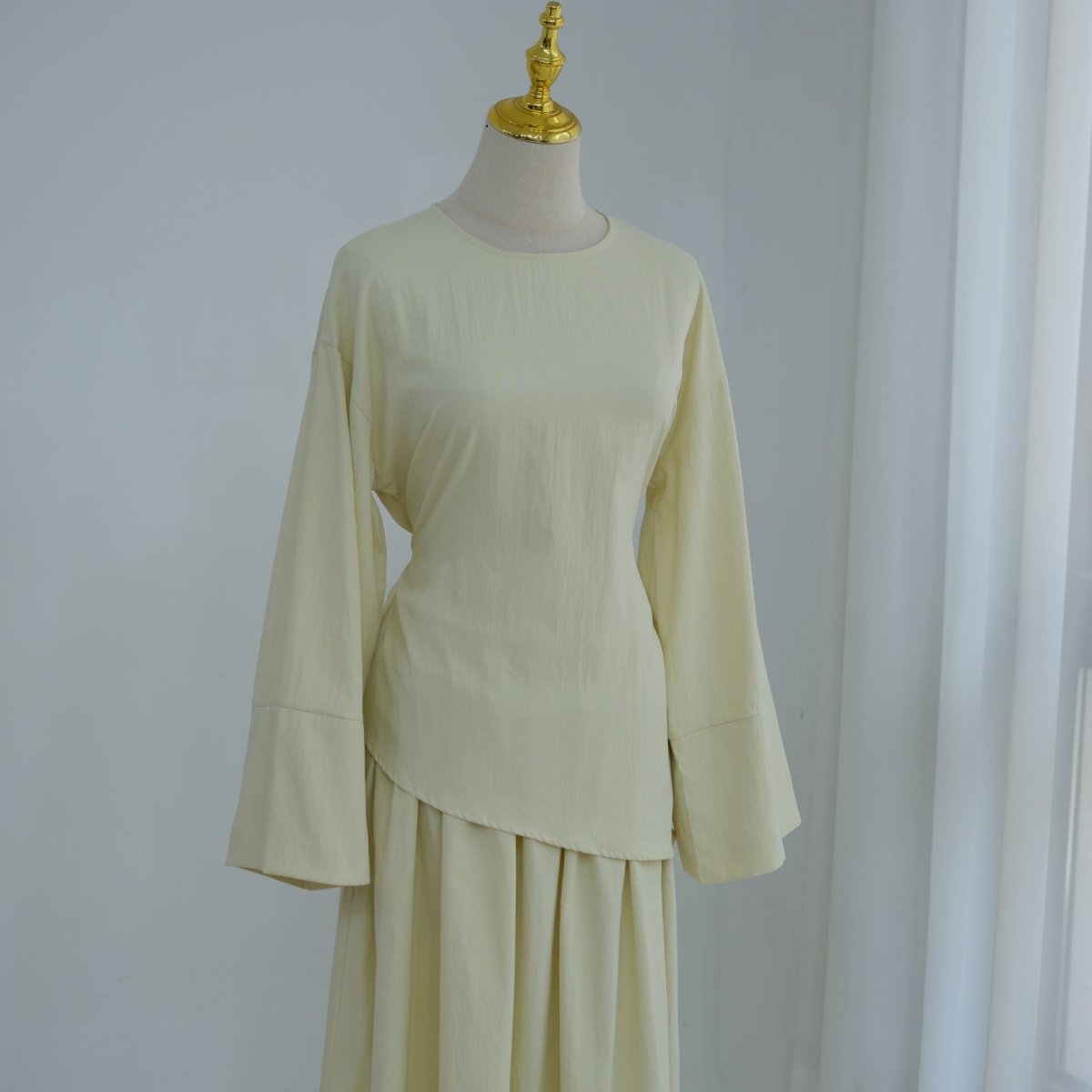 Bell Sleeve Back-Tie Top & A-Line Maxi Skirt Set(MS469)