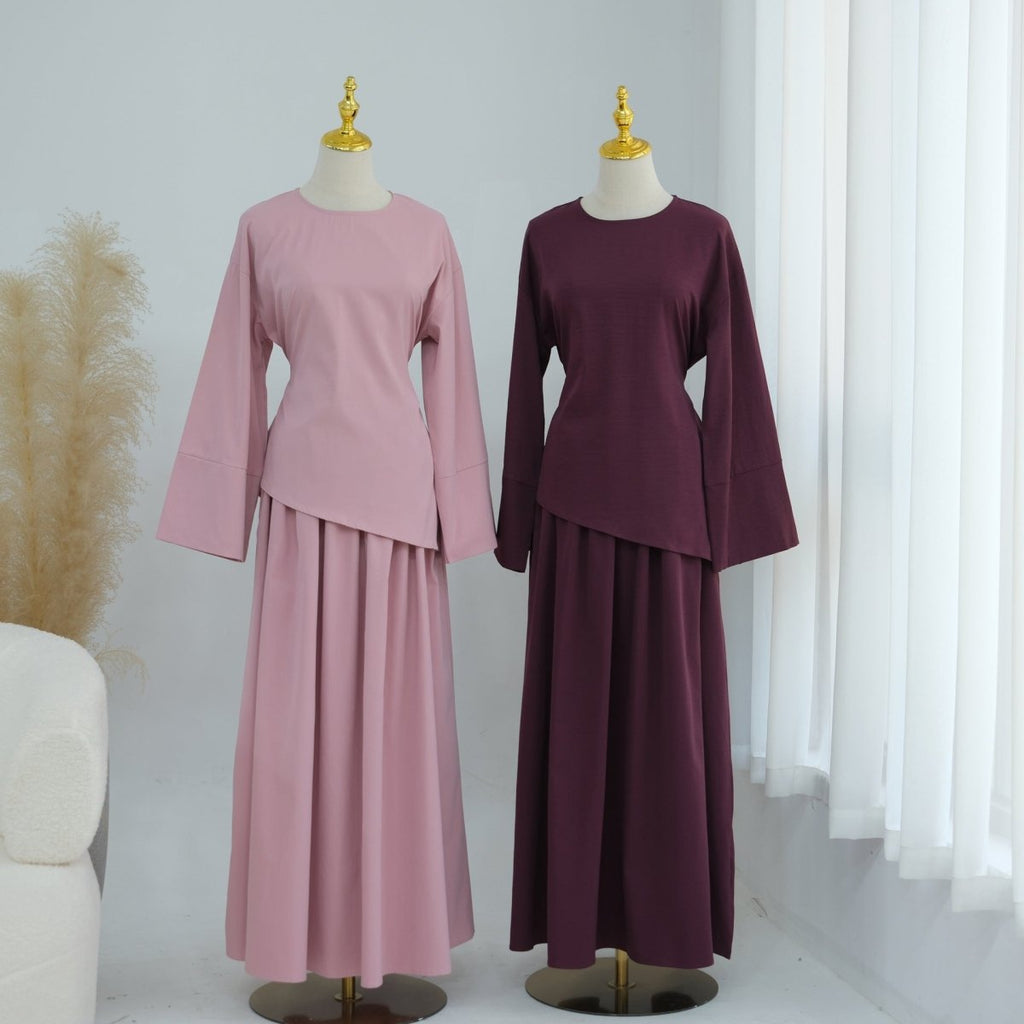 Bell Sleeve Back-Tie Top & A-Line Maxi Skirt Set(MS469)