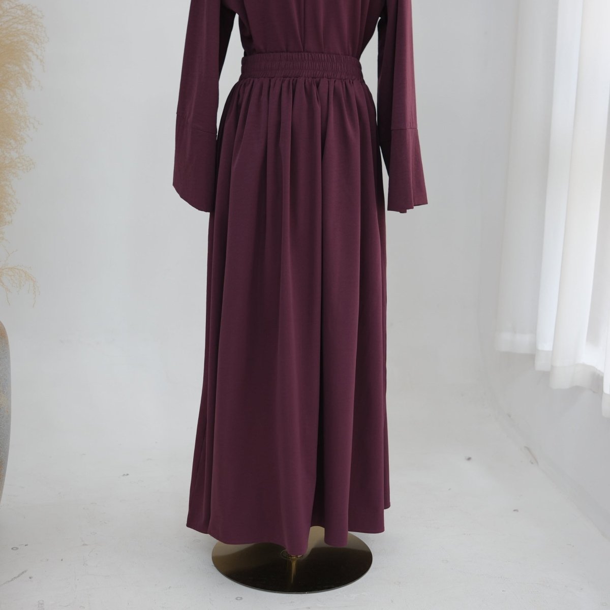 Bell Sleeve Back-Tie Top & A-Line Maxi Skirt Set(MS469)