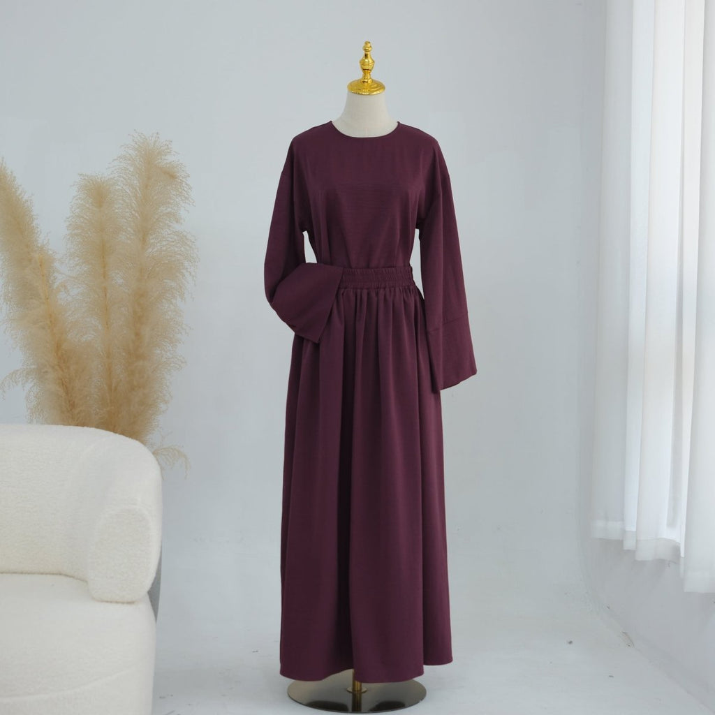 Bell Sleeve Back-Tie Top & A-Line Maxi Skirt Set(MS469)