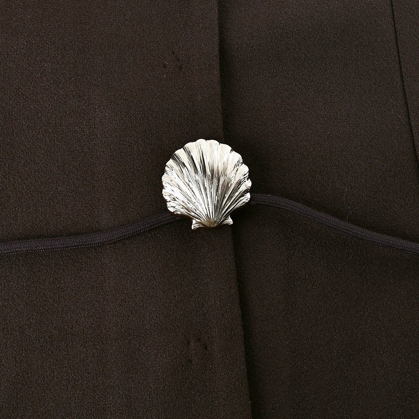 Belted Wool Coat with Shell Brooch(MS255)