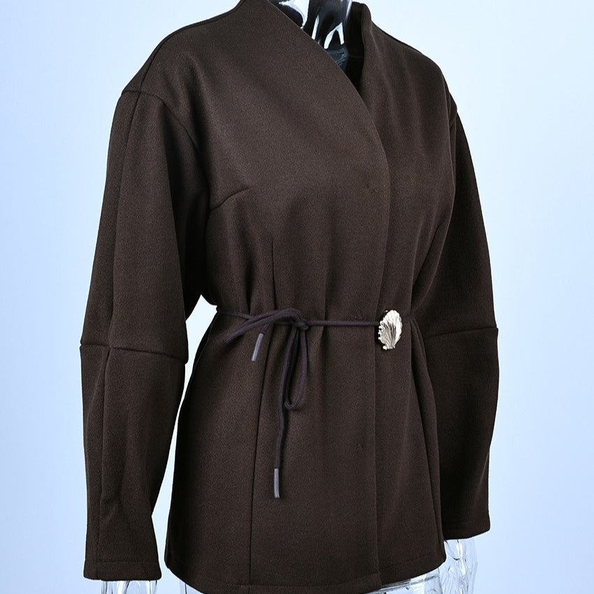 Belted Wool Coat with Shell Brooch(MS255)