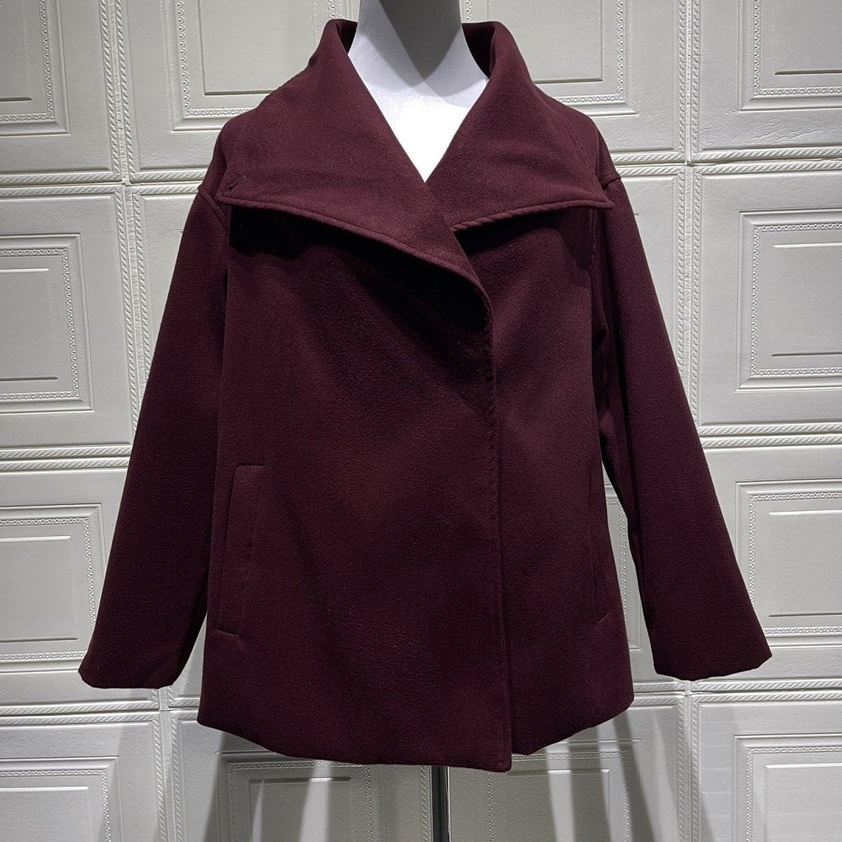 Belted Wrap Coat with Wide Collar | Double-Faced Wool Blend Jacket(MS254)