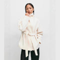 Belted Wrap Coat with Wide Collar | Double-Faced Wool Blend Jacket(MS254)
