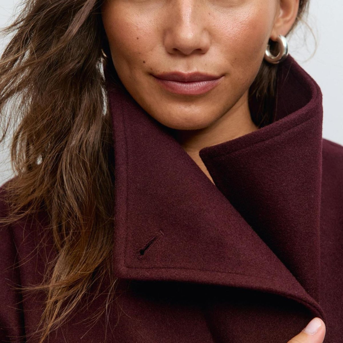 Belted Wrap Coat with Wide Collar | Double-Faced Wool Blend Jacket(MS254)