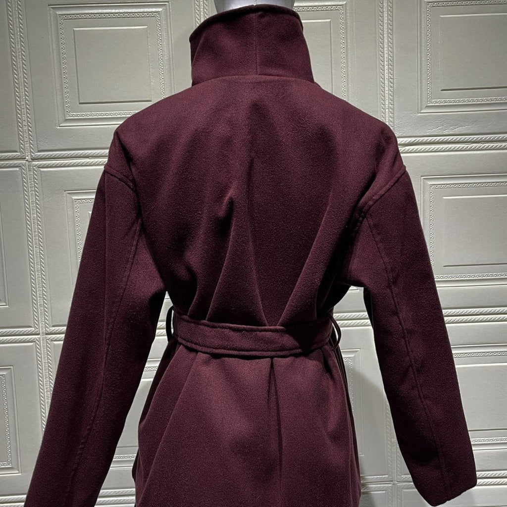 Belted Wrap Coat with Wide Collar | Double-Faced Wool Blend Jacket(MS254)