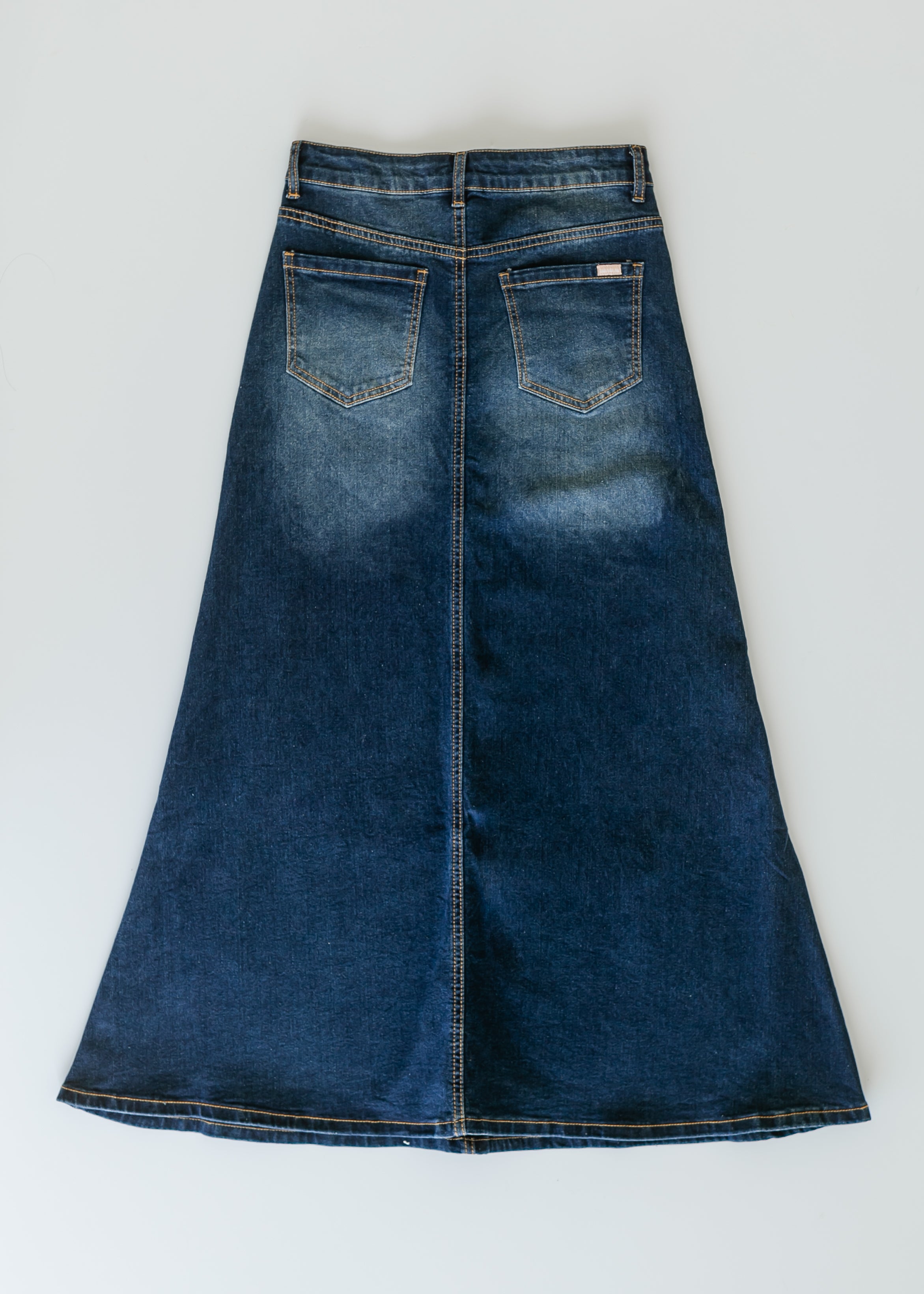 Bethany Dark Wash A-line Long Denim Skirt - FINAL SALE