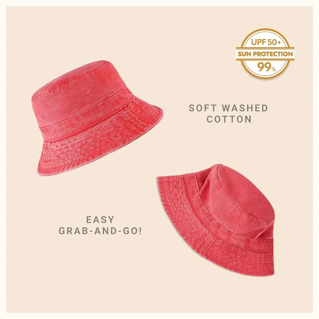 Canvas Bucket Hat - Washed Cotton Moldable Brim - UPF Sun Protection