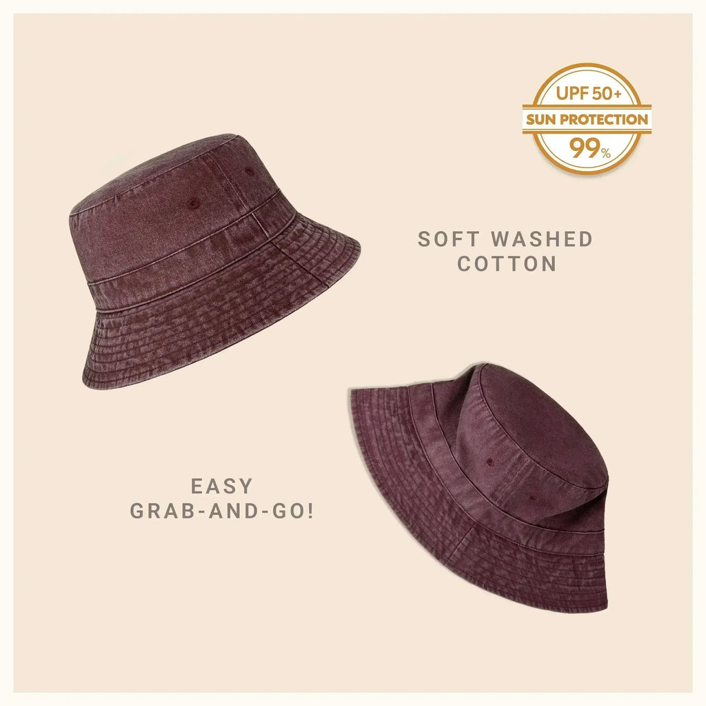 Canvas Bucket Hat - Washed Cotton Moldable Brim - UPF Sun Protection