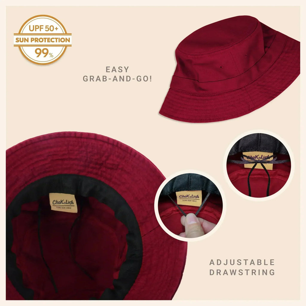 Canvas Bucket Hat - Washed Cotton Moldable Brim - UPF Sun Protection