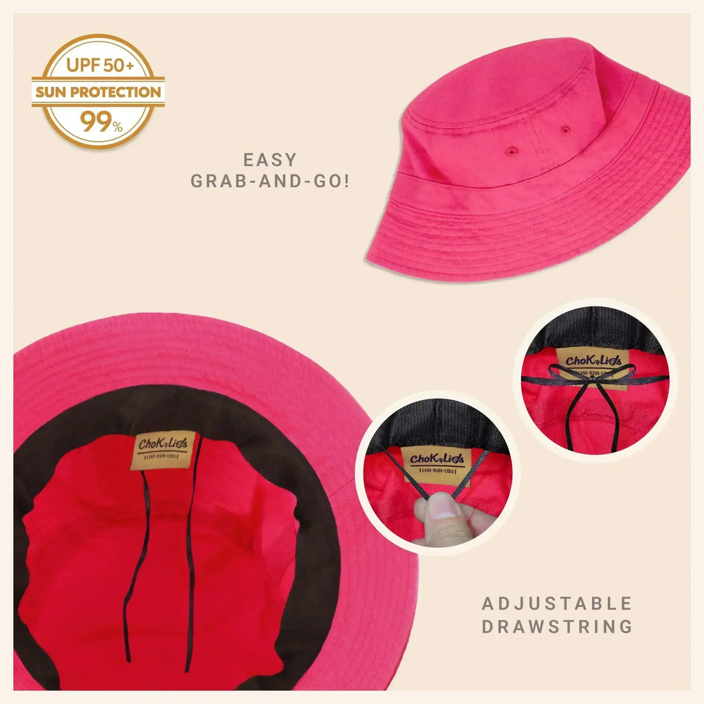 Canvas Bucket Hat - Washed Cotton Moldable Brim - UPF Sun Protection