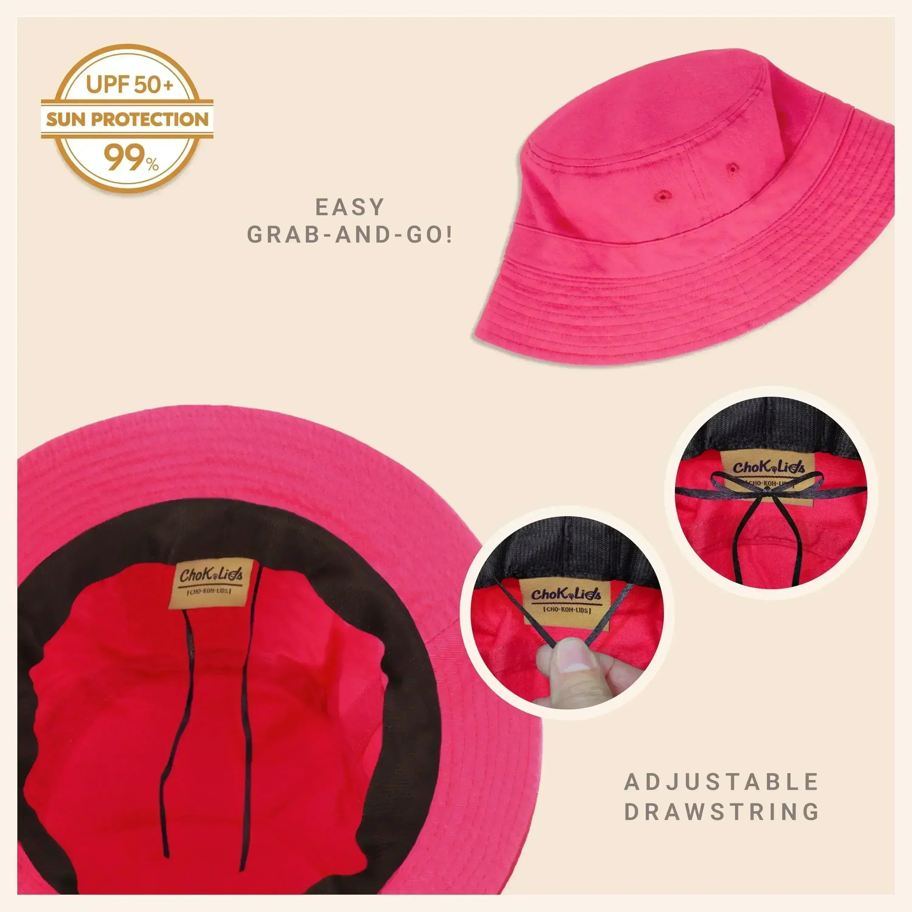 Canvas Bucket Hat - Washed Cotton Moldable Brim - UPF Sun Protection