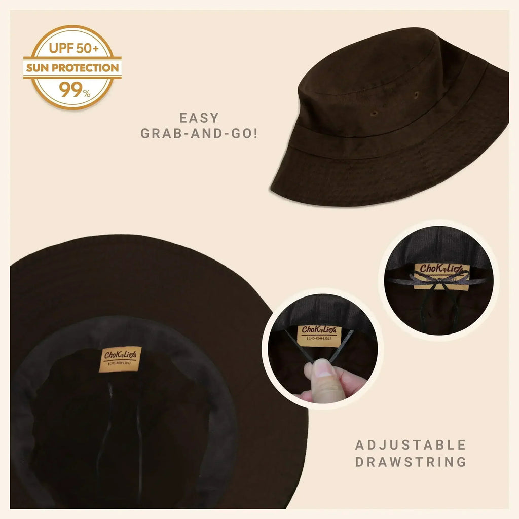 Canvas Bucket Hat - Washed Cotton Moldable Brim - UPF Sun Protection