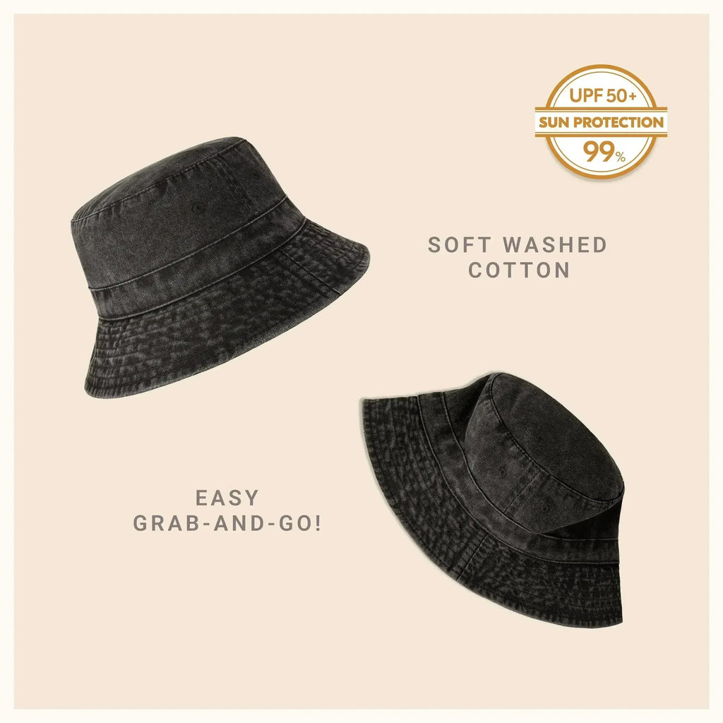 Canvas Bucket Hat - Washed Cotton Moldable Brim - UPF Sun Protection