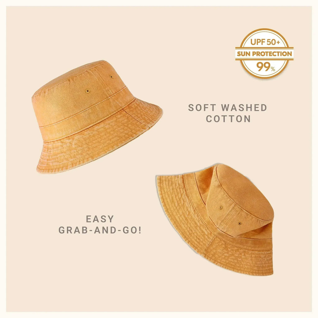 Canvas Bucket Hat - Washed Cotton Moldable Brim - UPF Sun Protection