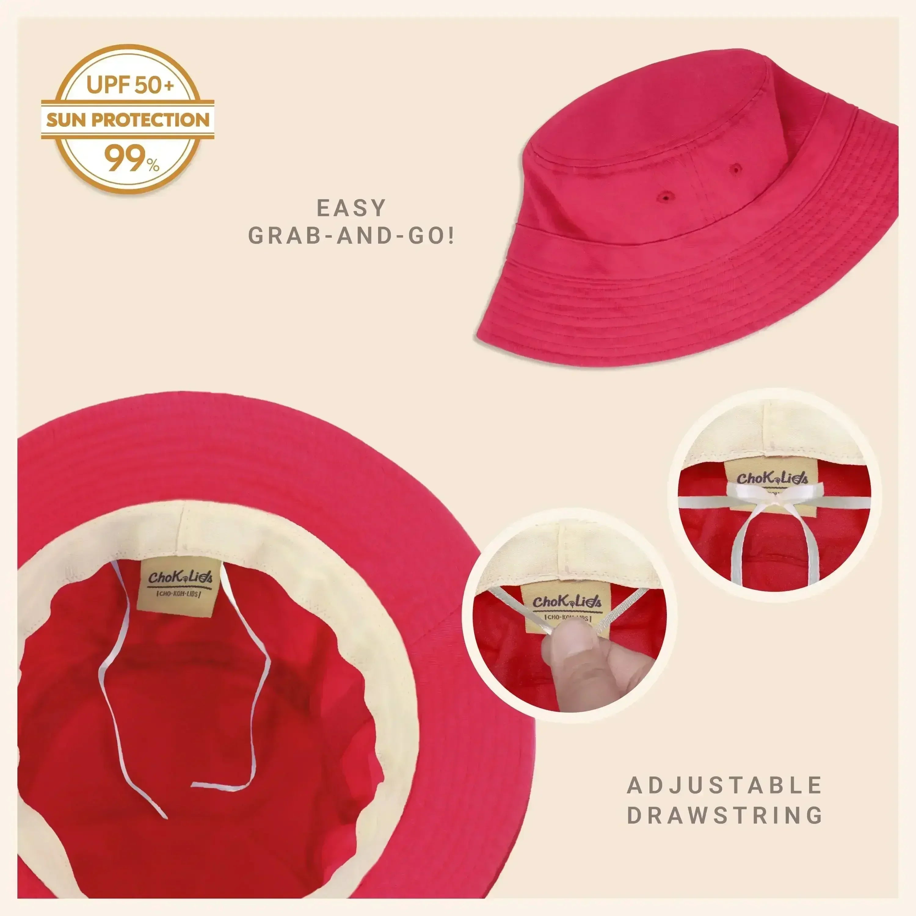 Canvas Bucket Hat - Washed Cotton Moldable Brim - UPF Sun Protection