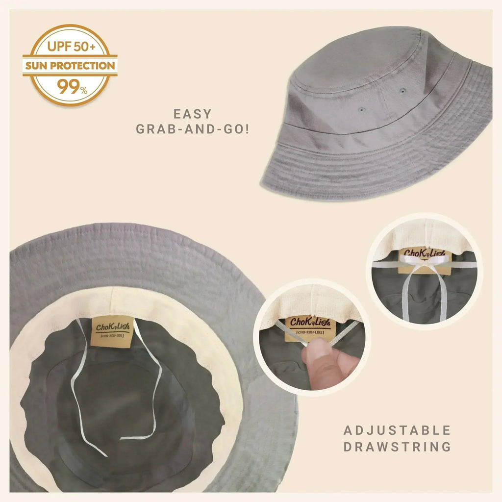 Canvas Bucket Hat - Washed Cotton Moldable Brim - UPF Sun Protection