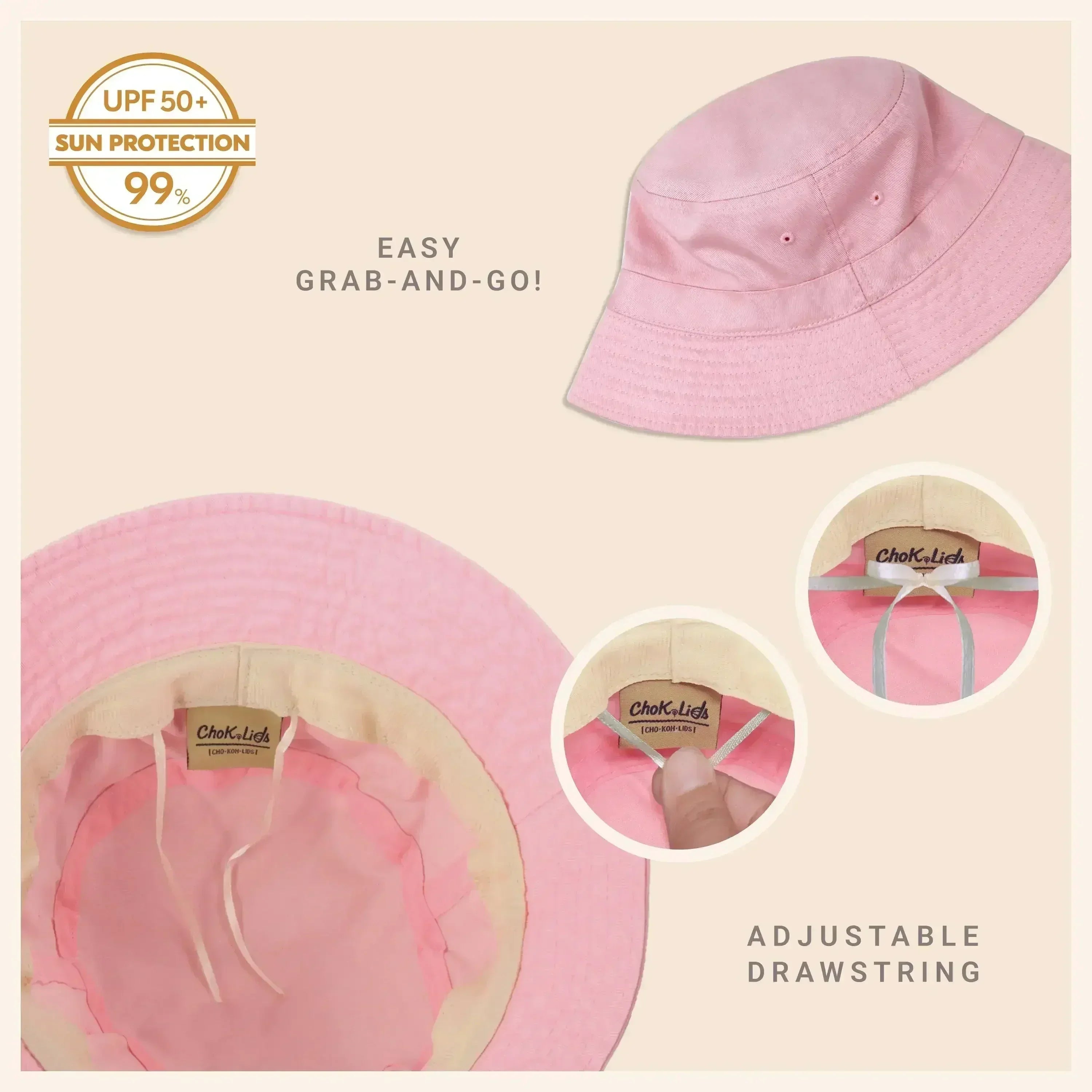 Canvas Bucket Hat - Washed Cotton Moldable Brim - UPF Sun Protection