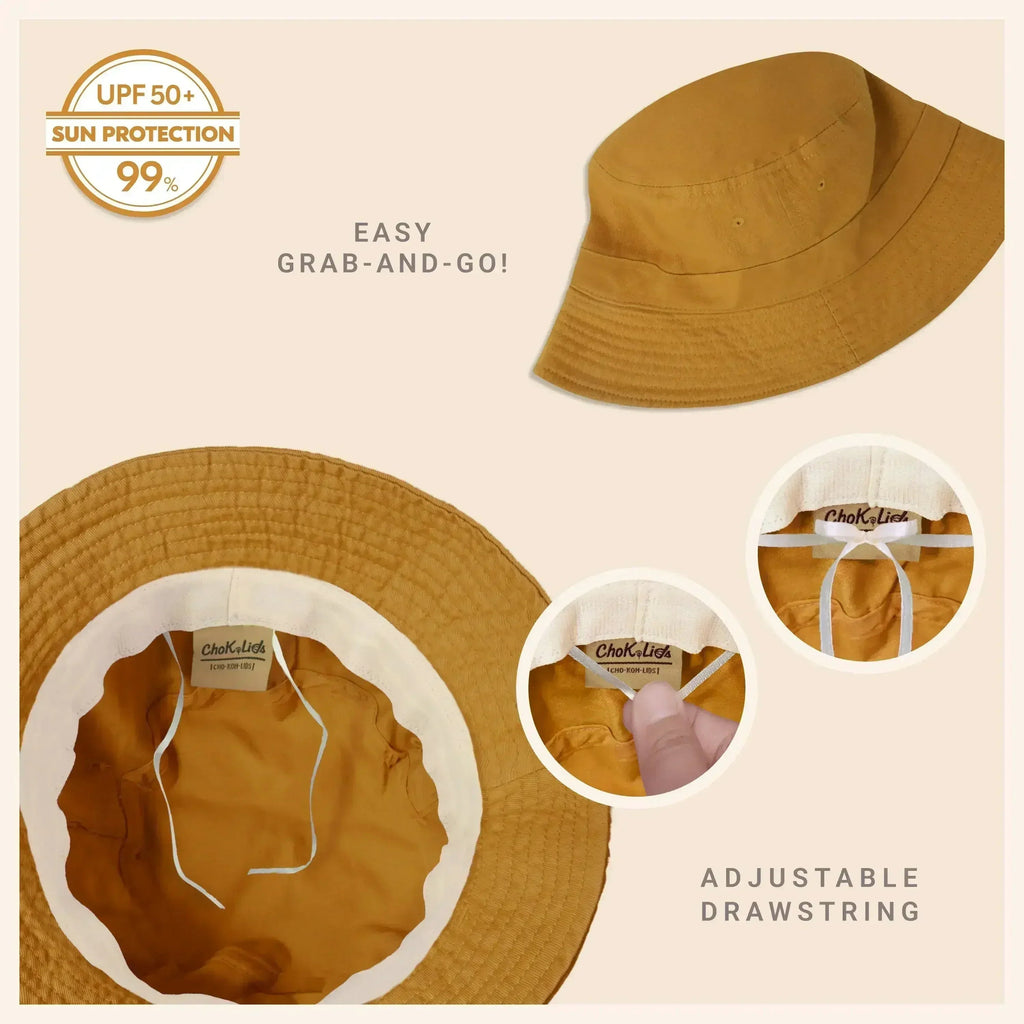 Canvas Bucket Hat - Washed Cotton Moldable Brim - UPF Sun Protection